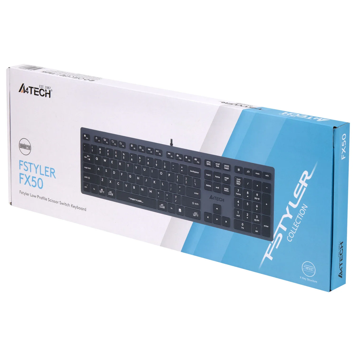 Клавиатура проводная A4Tech Fstyler FX50, USB, серый