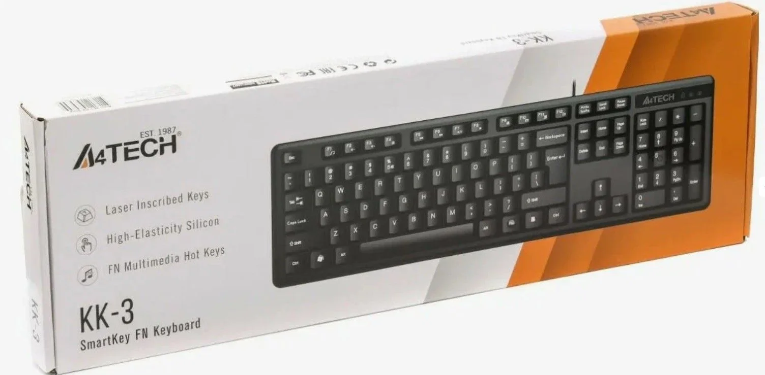 Клавиатура проводная A4Tech KK-3, USB, черный