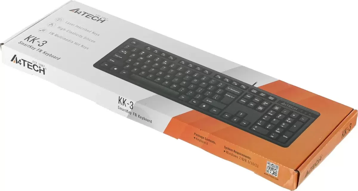 Клавиатура проводная A4Tech KKS-3, USB, черный