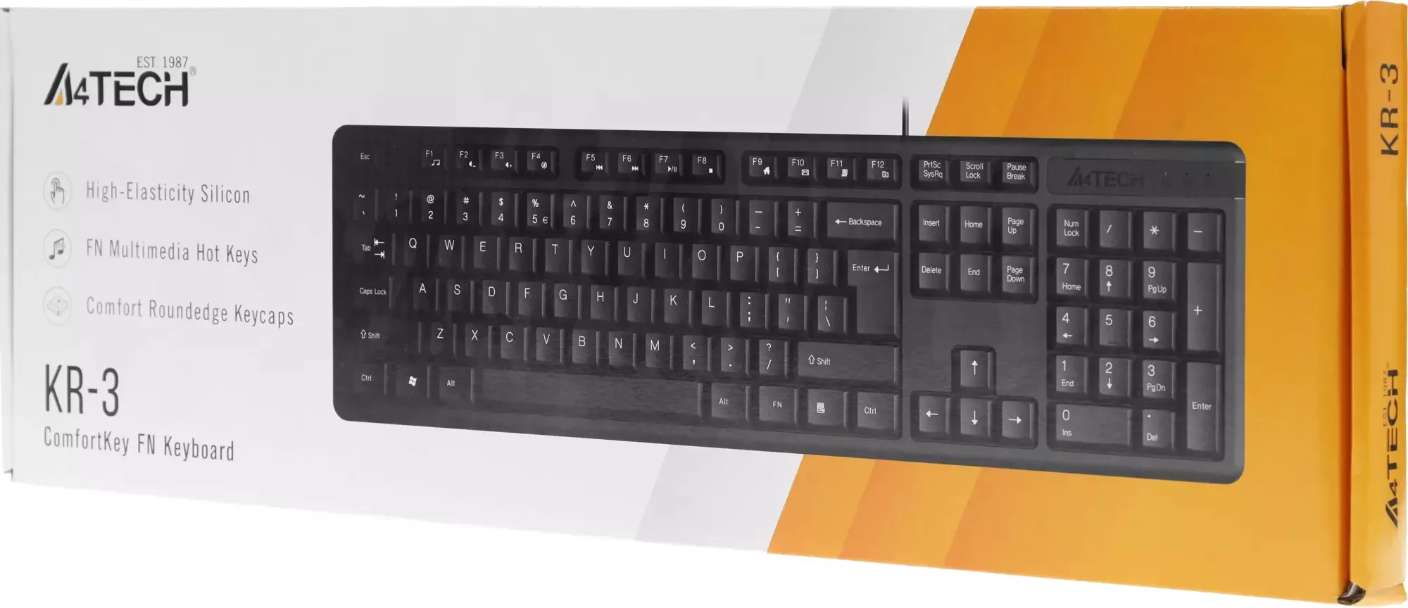 Клавиатура проводная A4Tech KR-3, USB, черный