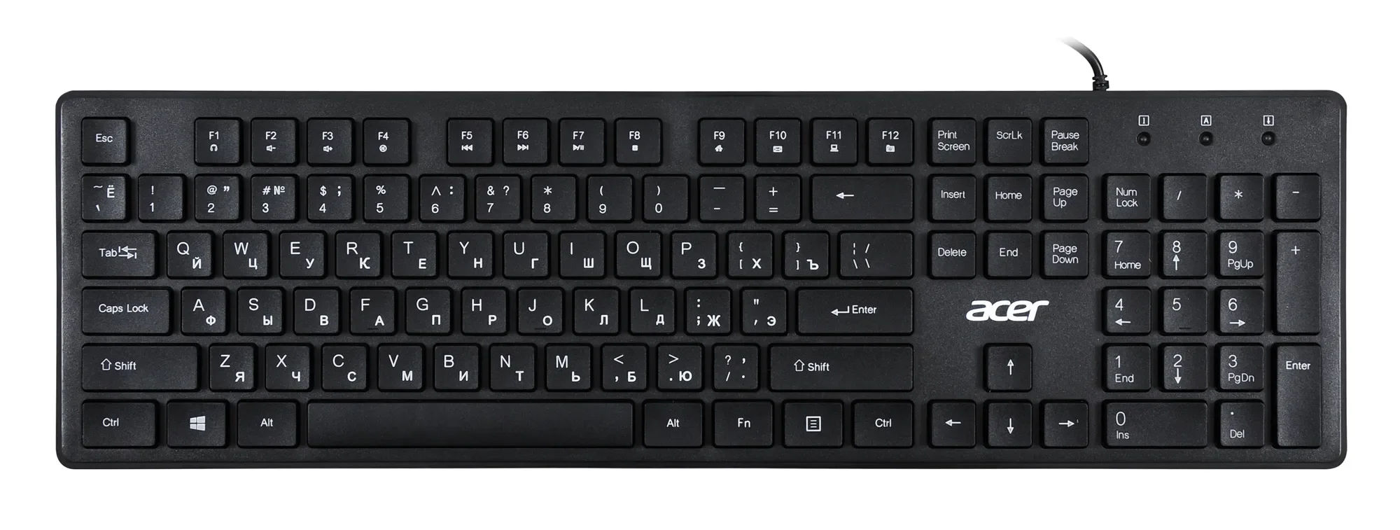 Клавиатура проводная Acer OKW020, USB, черный