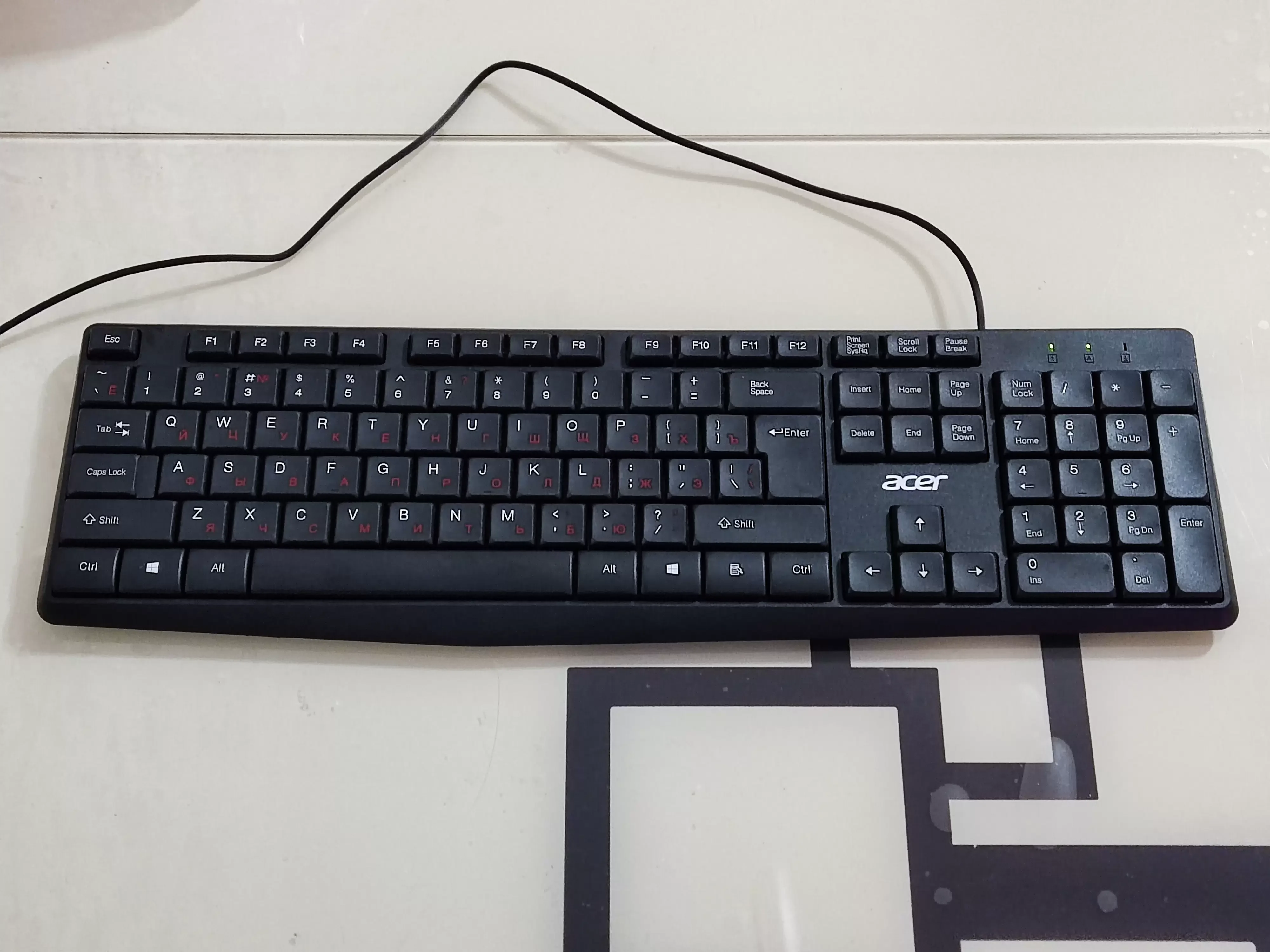 Клавиатура проводная Acer OKW121 (ZL.KBDEE.00B), USB, черный