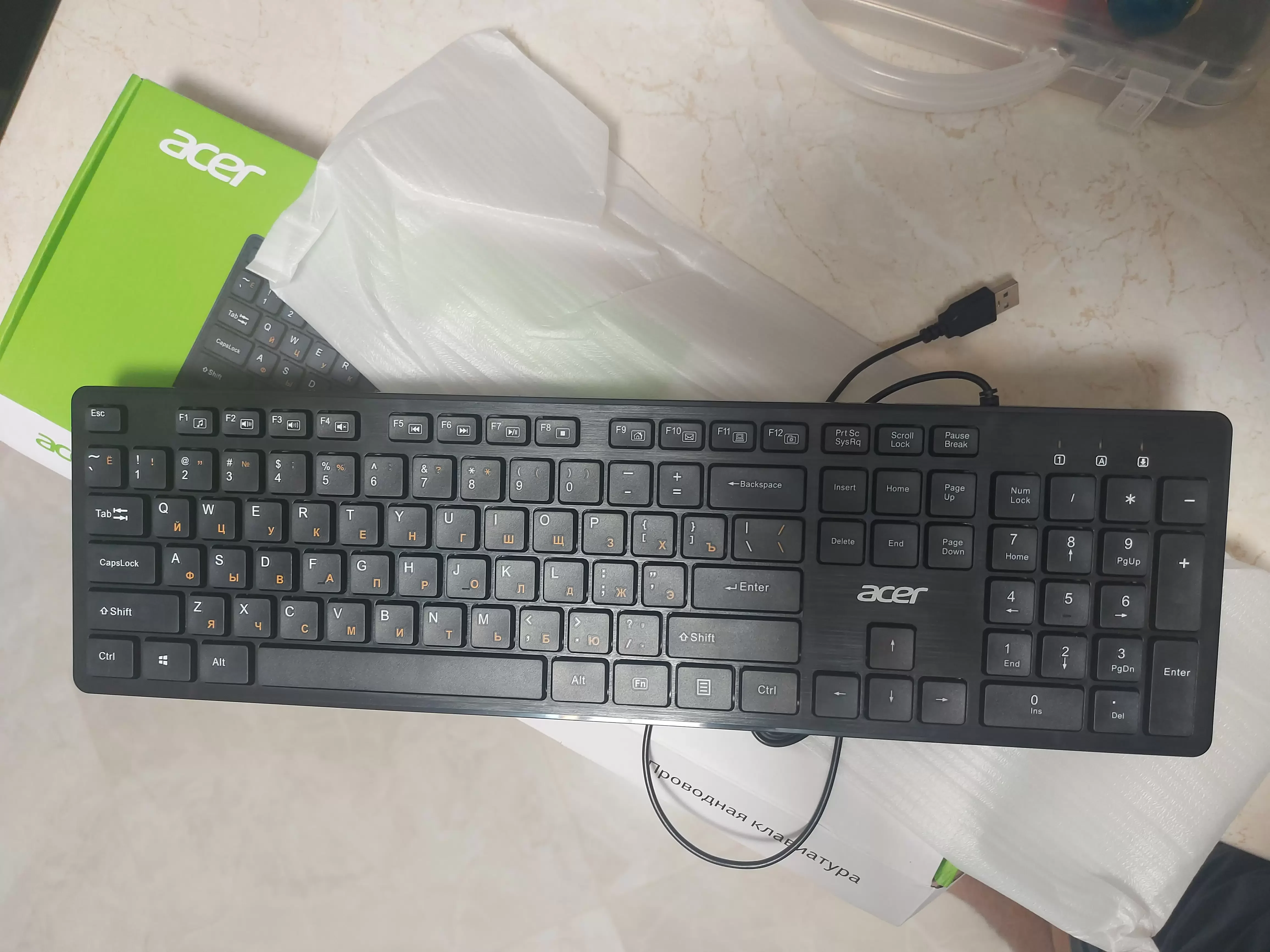Клавиатура проводная Acer OKW122, USB, черный