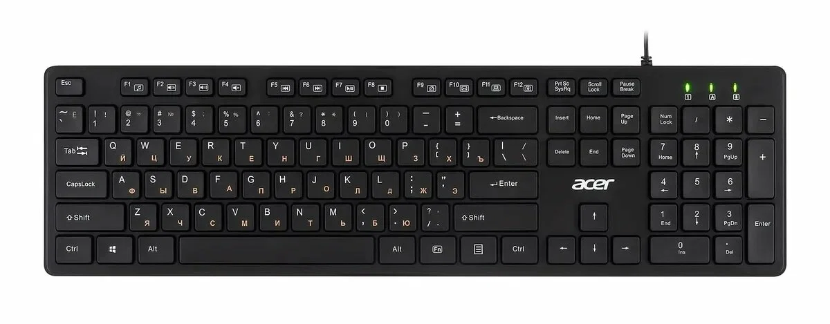 Клавиатура проводная Acer OKW122, USB, черный