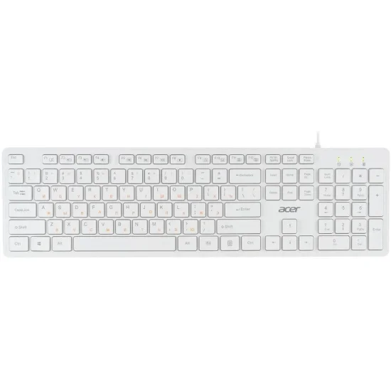 Клавиатура проводная Acer OKW123, USB, белый