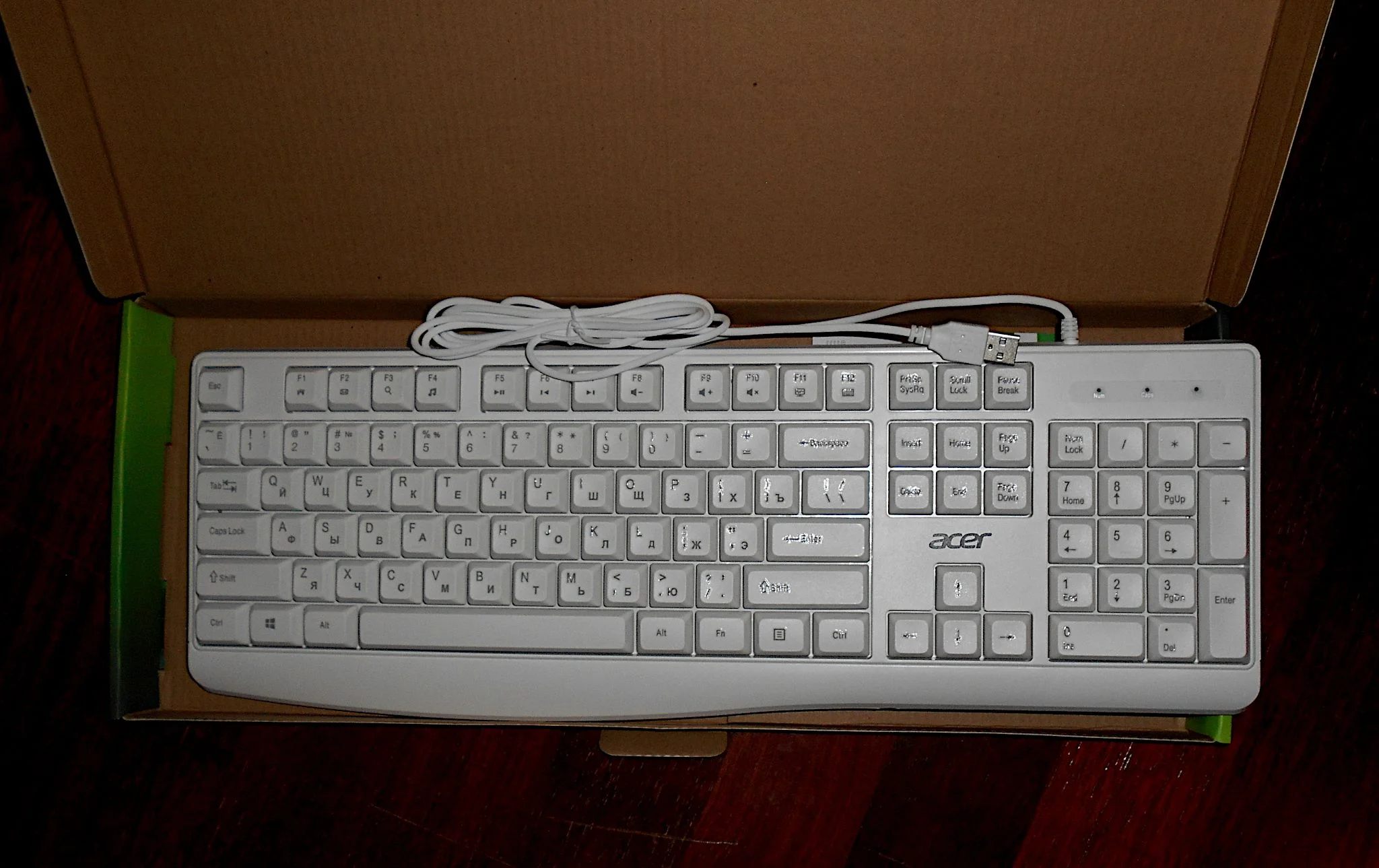 Клавиатура проводная Acer OKW301 (ZL.KBDCC.01B), USB, белый