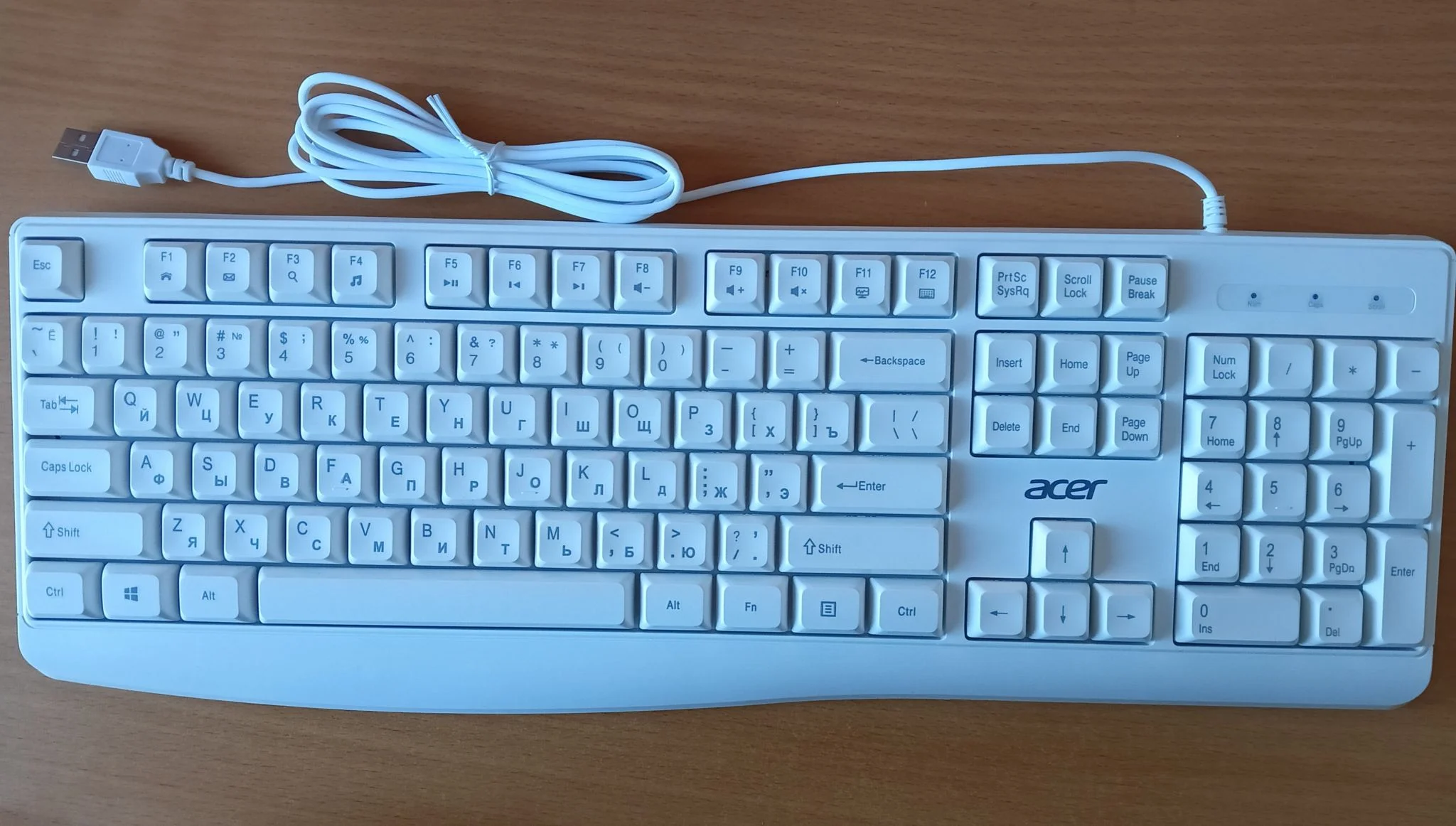 Клавиатура проводная Acer OKW301 (ZL.KBDCC.01B), USB, белый