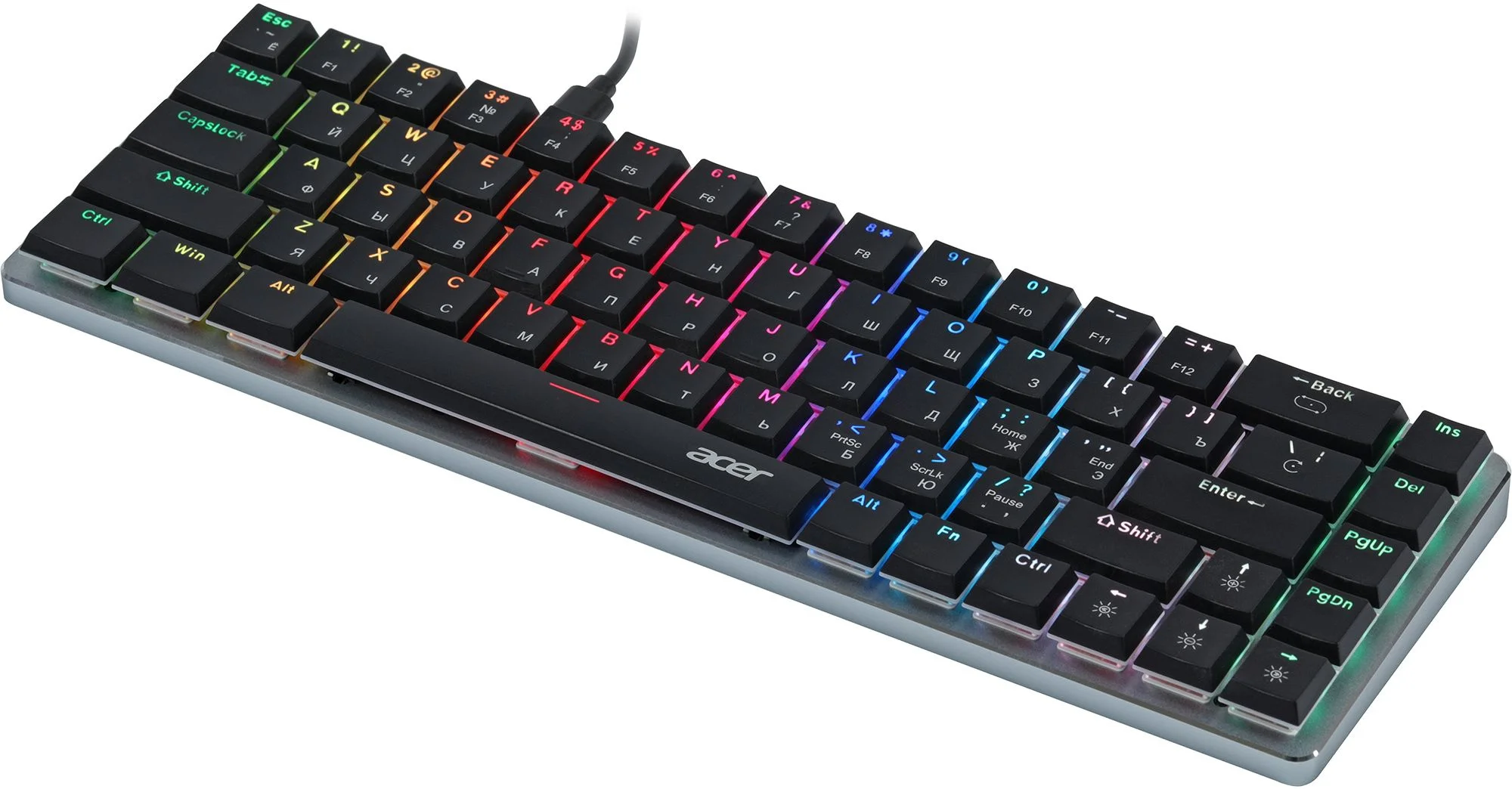 Клавиатура проводная Acer OKW302 (ZL.KBDCC.01C), USB, серебристый