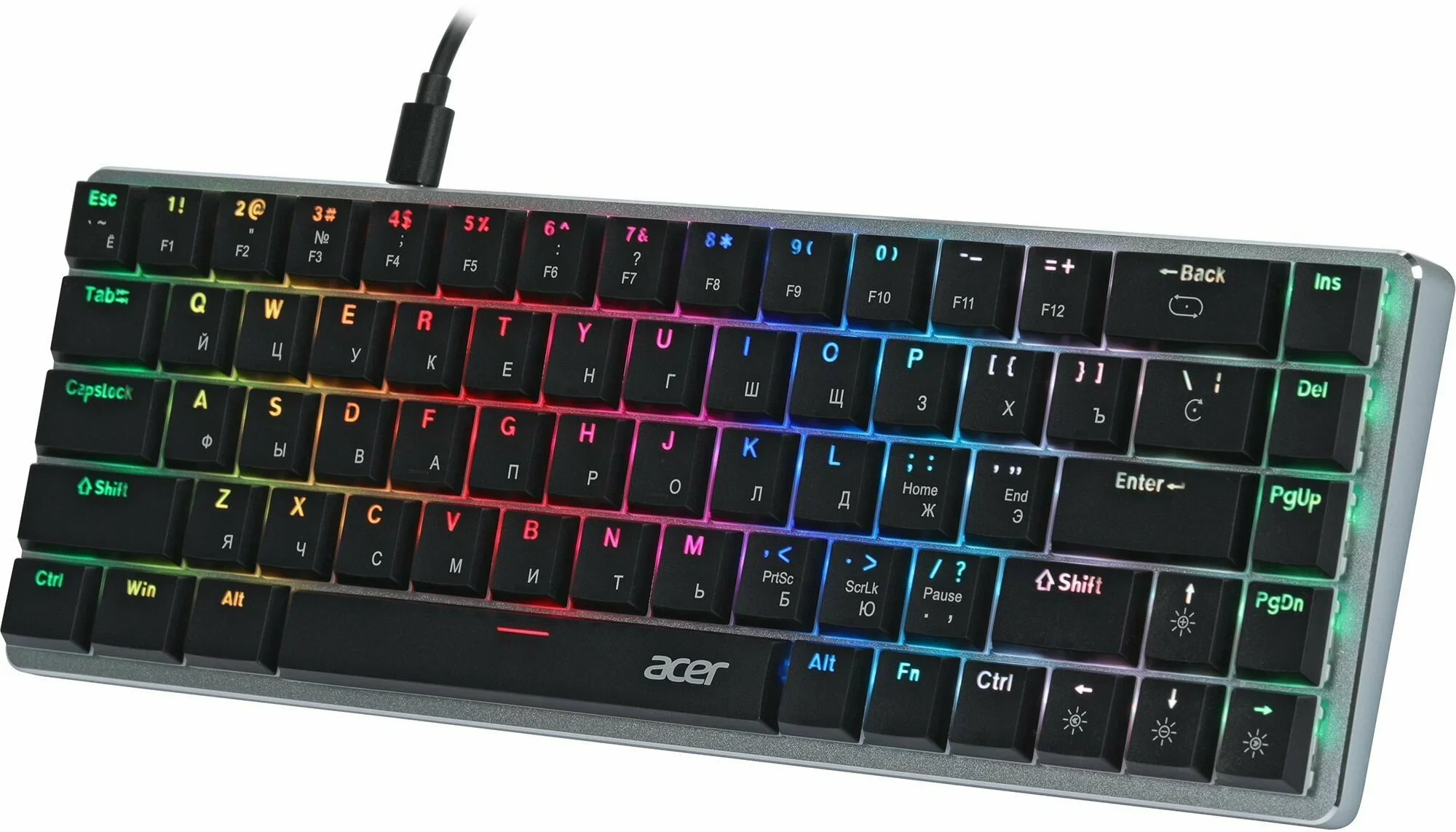 Клавиатура проводная Acer OKW302 (ZL.KBDCC.01C), USB, серебристый