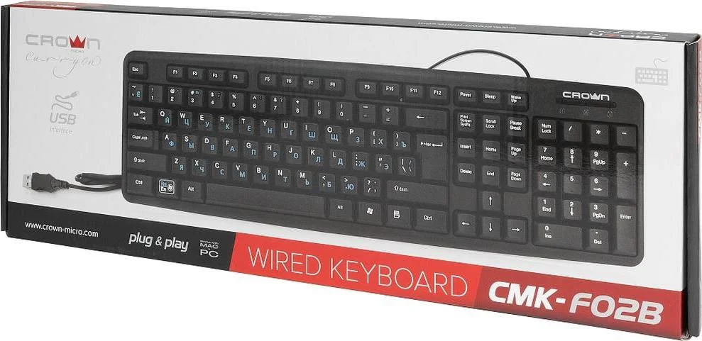 Клавиатура проводная CROWN CMK-F02B (OEM)