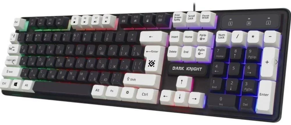 Клавиатура проводная Defender Dark Knight GK-077, USB, черный/белый