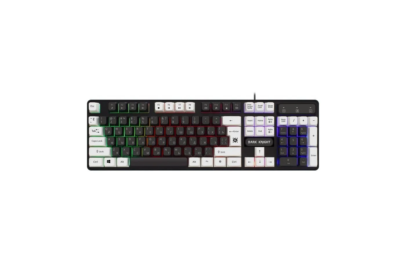 Клавиатура проводная Defender Dark Knight GK-077, USB, черный/белый