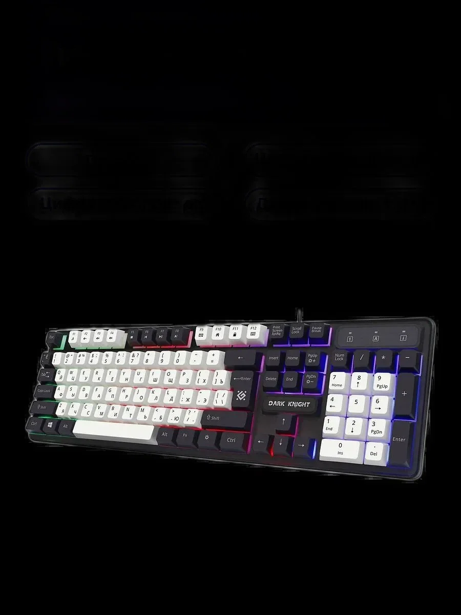 Клавиатура проводная Defender Dark Knight R GK-077, USB, черный/белый