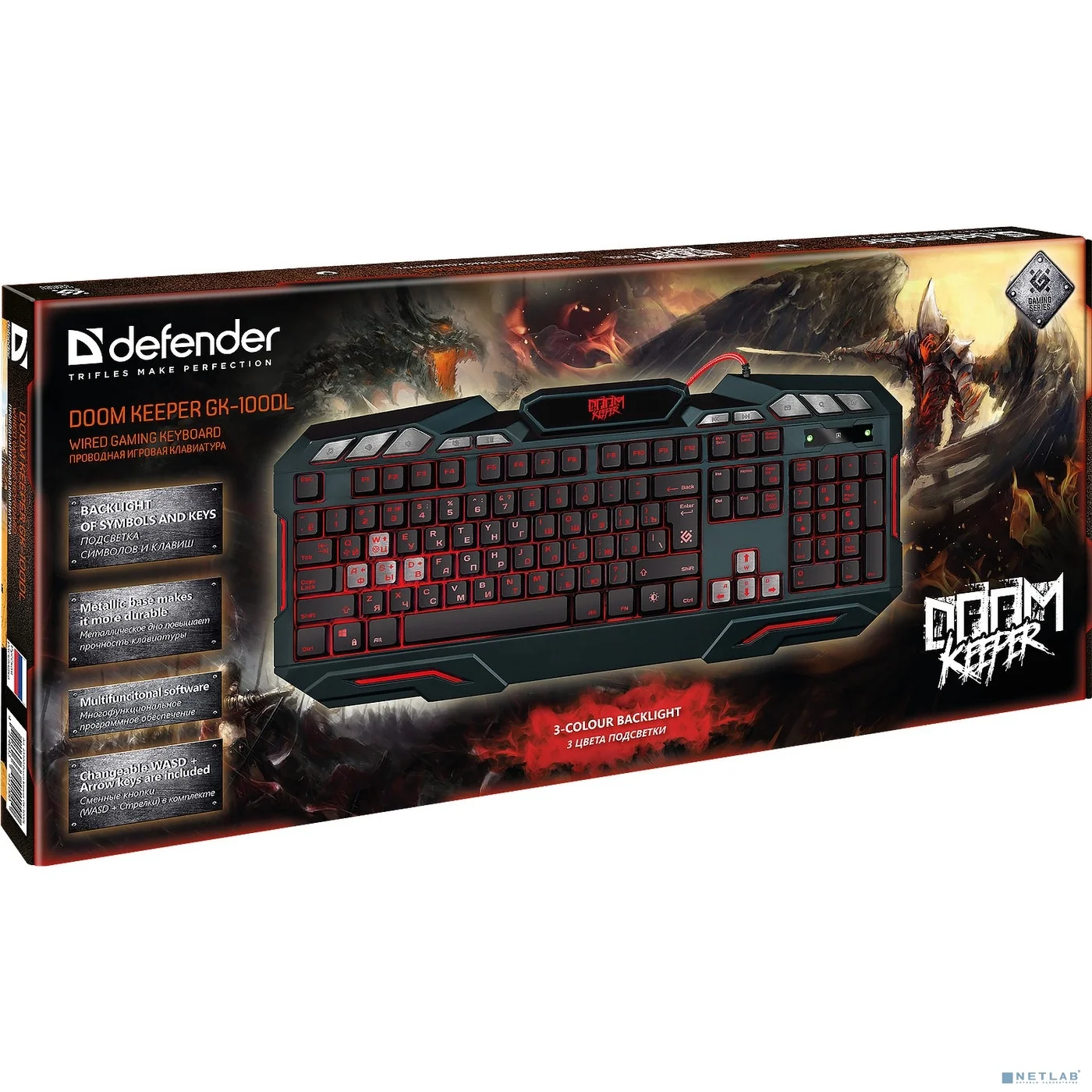 Клавиатура проводная Defender Doom Keeper GK-100DL RU, USB, черный