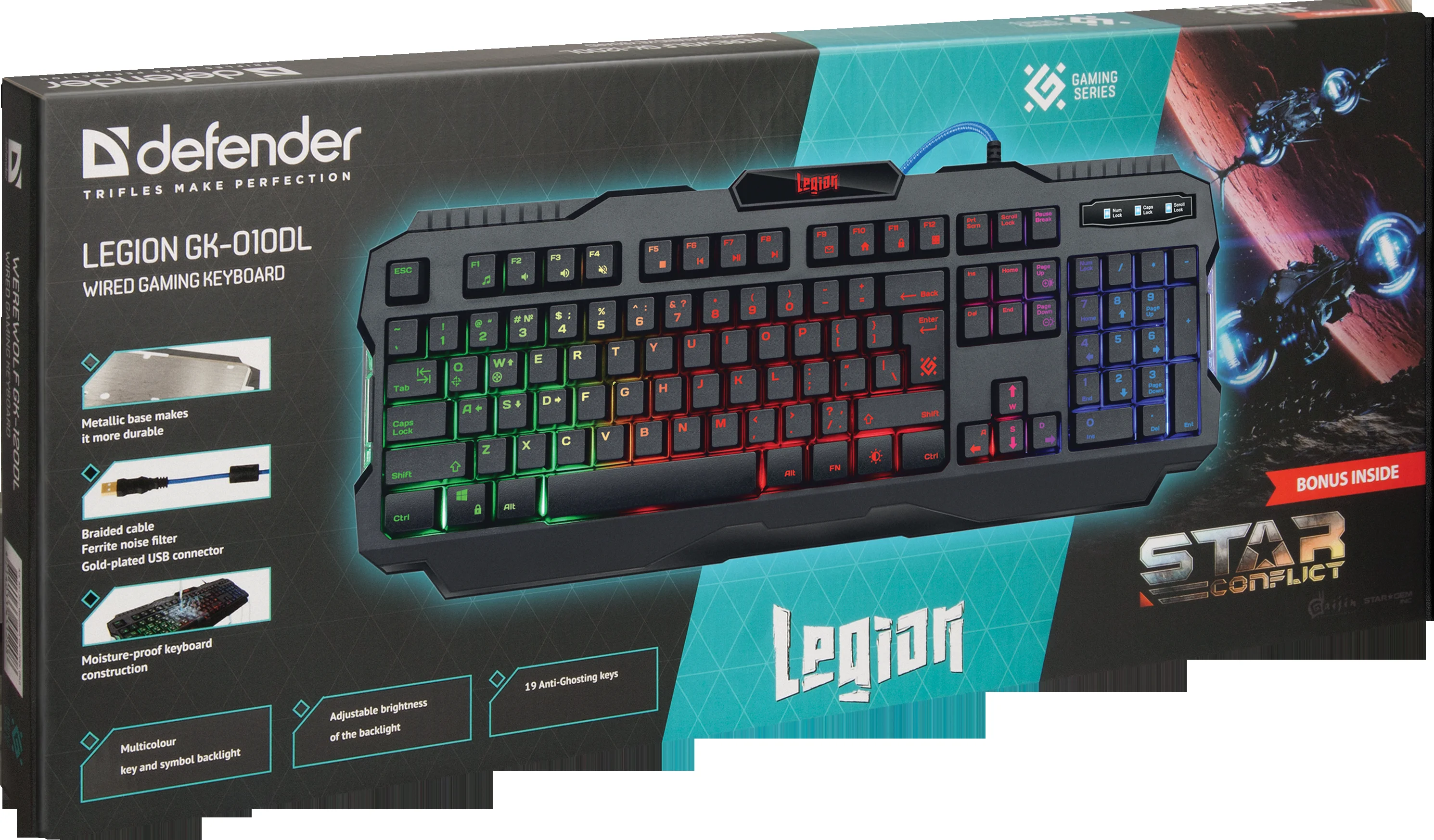 Клавиатура проводная Defender Legion GK-010DL RU, USB, черный