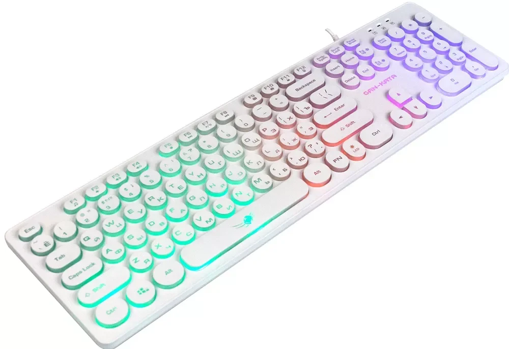 Клавиатура проводная Dialog Gan-Kata KGK-16U WHITE - игровая с RGb-подсветкой, USB, белая