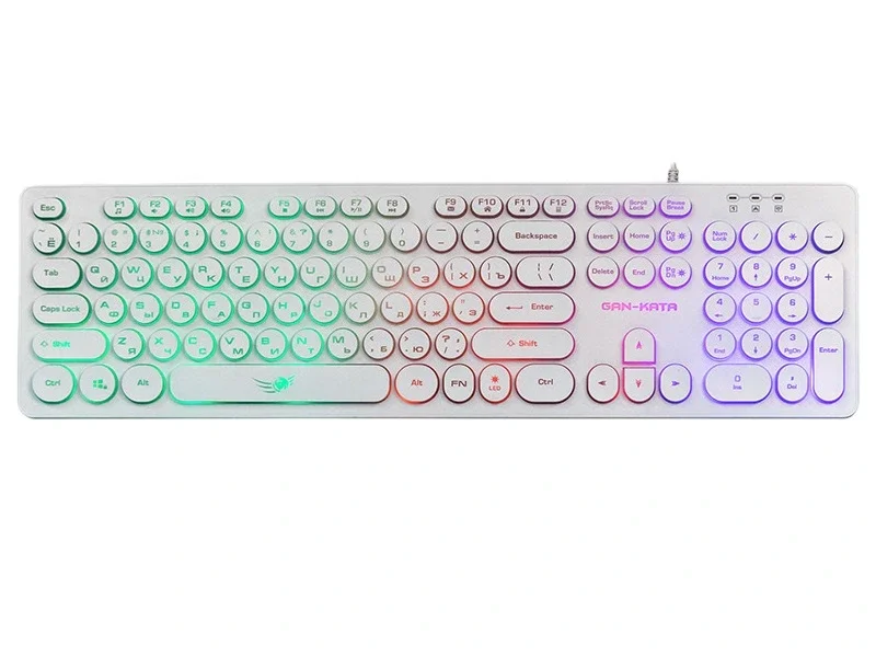 Клавиатура проводная Dialog Gan-Kata KGK-16U WHITE - игровая с RGb-подсветкой, USB, белая