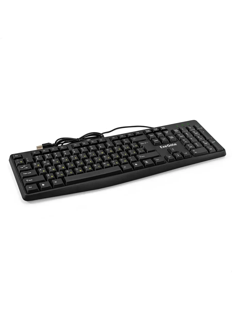 Клавиатура проводная ExeGate EX298364RUS Smart K120 (USB, полноразмерная, влагозащищенная, 104кл., Enter большой, длина кабеля 1,6м, черная, RTL)