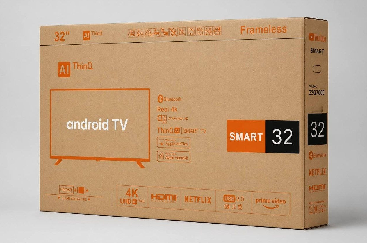 Телевизор LED 32" КТВ 32G7000, смарт ТВ,android 14, Bluetooth, Голос 1/8Гб 60HZ HDMI USB