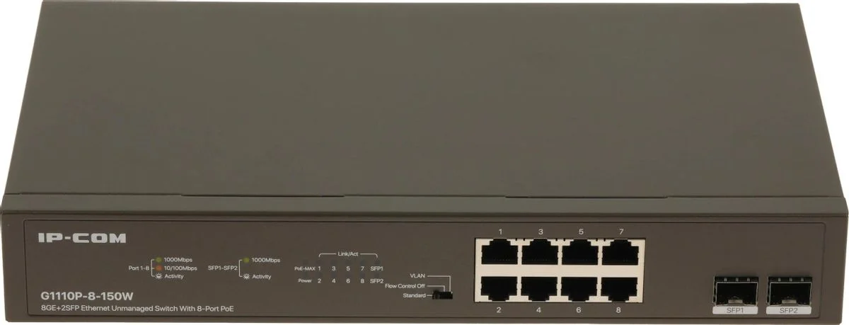 Коммутатор 8PORT 1000M POE G1110P-8-150W IP-COM