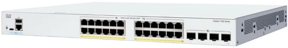 Коммутатор CISCO Catalyst 1200 24x10/100/1000 RJ-45 PoE+, 4x1G SFP+ uplinks, PoE+ 195W, Rack Mounting kit, Fanless, C1200-24P-4G