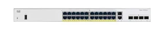 Коммутатор Cisco Catalyst 1300 24x 10/100/1000 RJ-45 PoE+, 4x 10Gb SFP+ uplinks, PoE+ 195W, Fanless, C1300-24P-4X