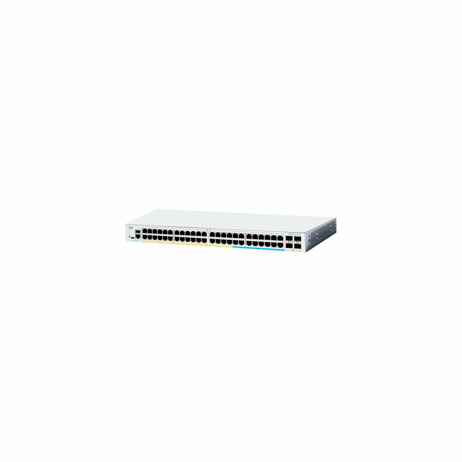 Коммутатор Cisco Catalyst 1300 48x 10/100/1000 RJ-45 PoE+, 4x 1Gb SFP uplinks, PoE+ 370W, RackMount Kit, C1300-48P-4G