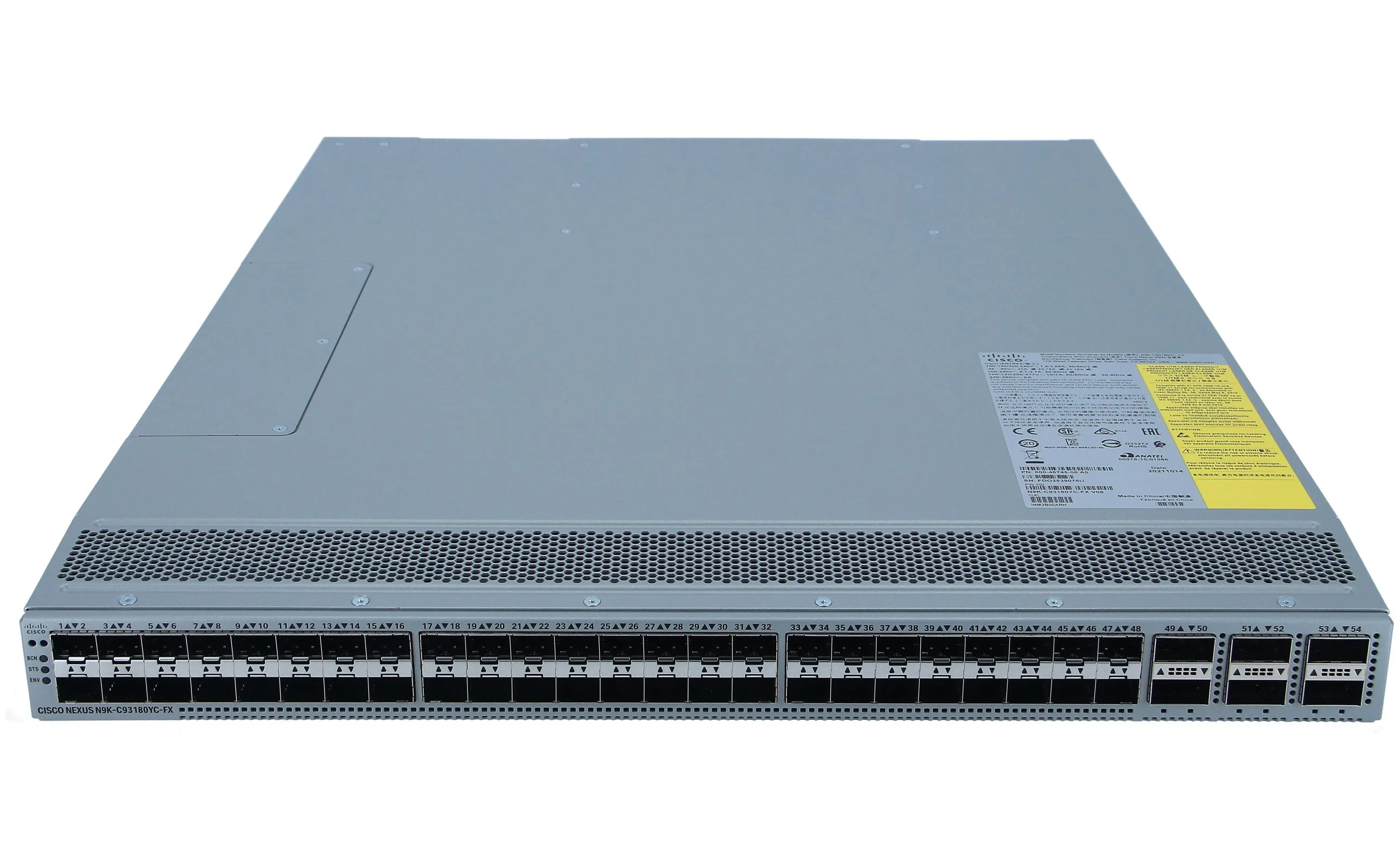 Коммутатор Cisco Nexus N9K-C93180YC-FX, 48×25 Гбит/с SFP+, 6×100 Гбит/с QSFP28