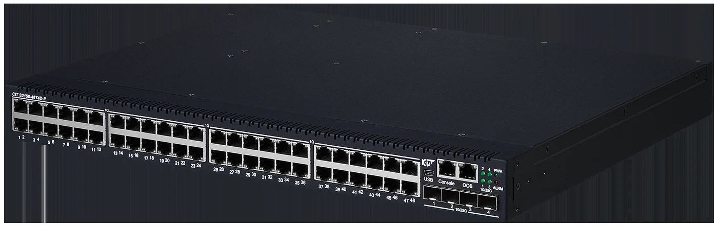 Коммутатор CIT S2158-48T4D-P-AC-FR, 48×1 Гбит/с, 4×25 Гбит/с SFP28