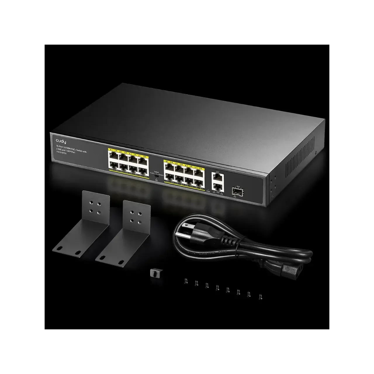 Коммутатор Cudy FS1018PS1 (L2) 16x100 Мбит/с 2x1 Гбит/с 1SFP 16PoE+ 200W неуправляемый