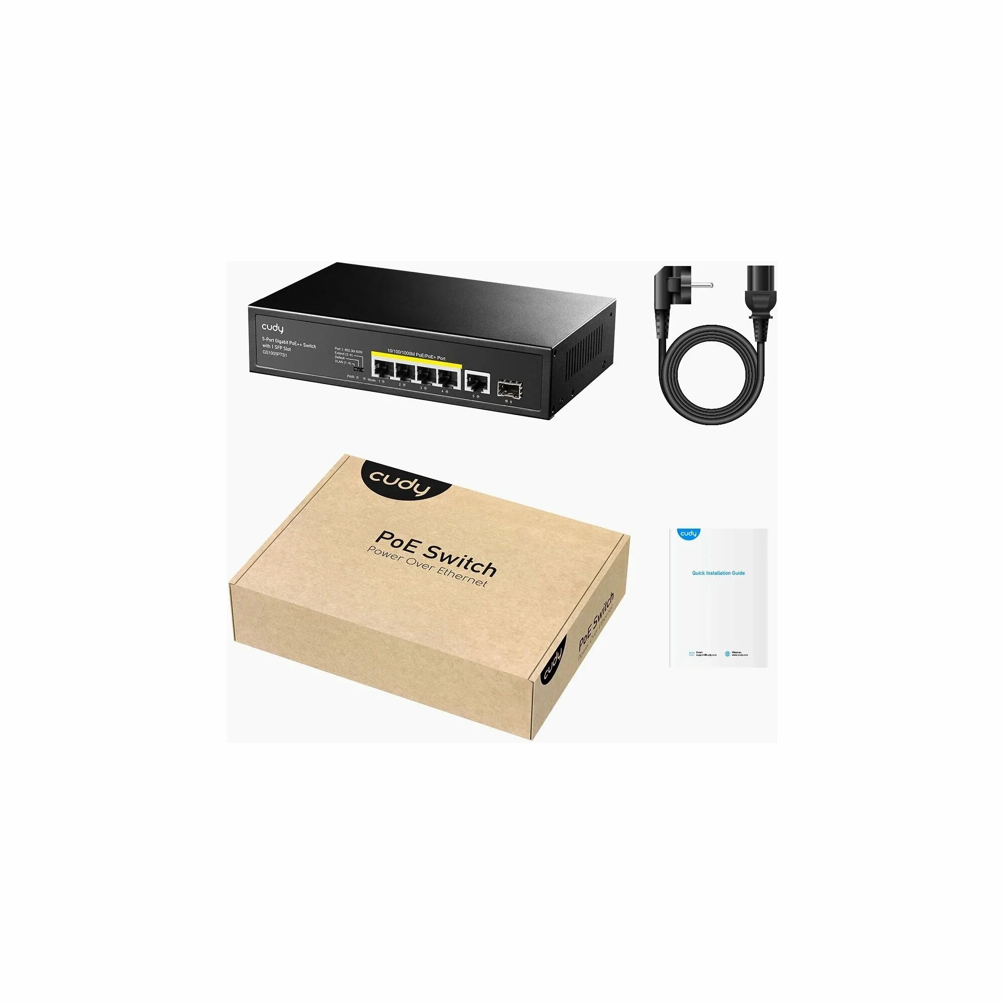 Коммутатор Cudy GS1005PTS1 (L2) 5x1 Гбит/с 1SFP 4PoE+ 120W неуправляемый
