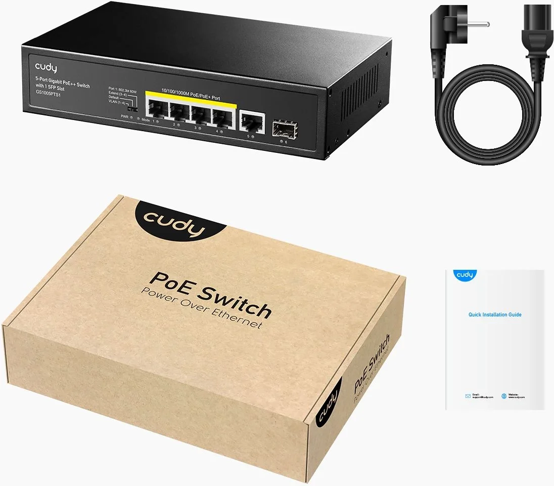 Коммутатор Cudy GS1005PTS1 (L2) 5x1 Гбит/с 1SFP 4PoE+ 120W неуправляемый