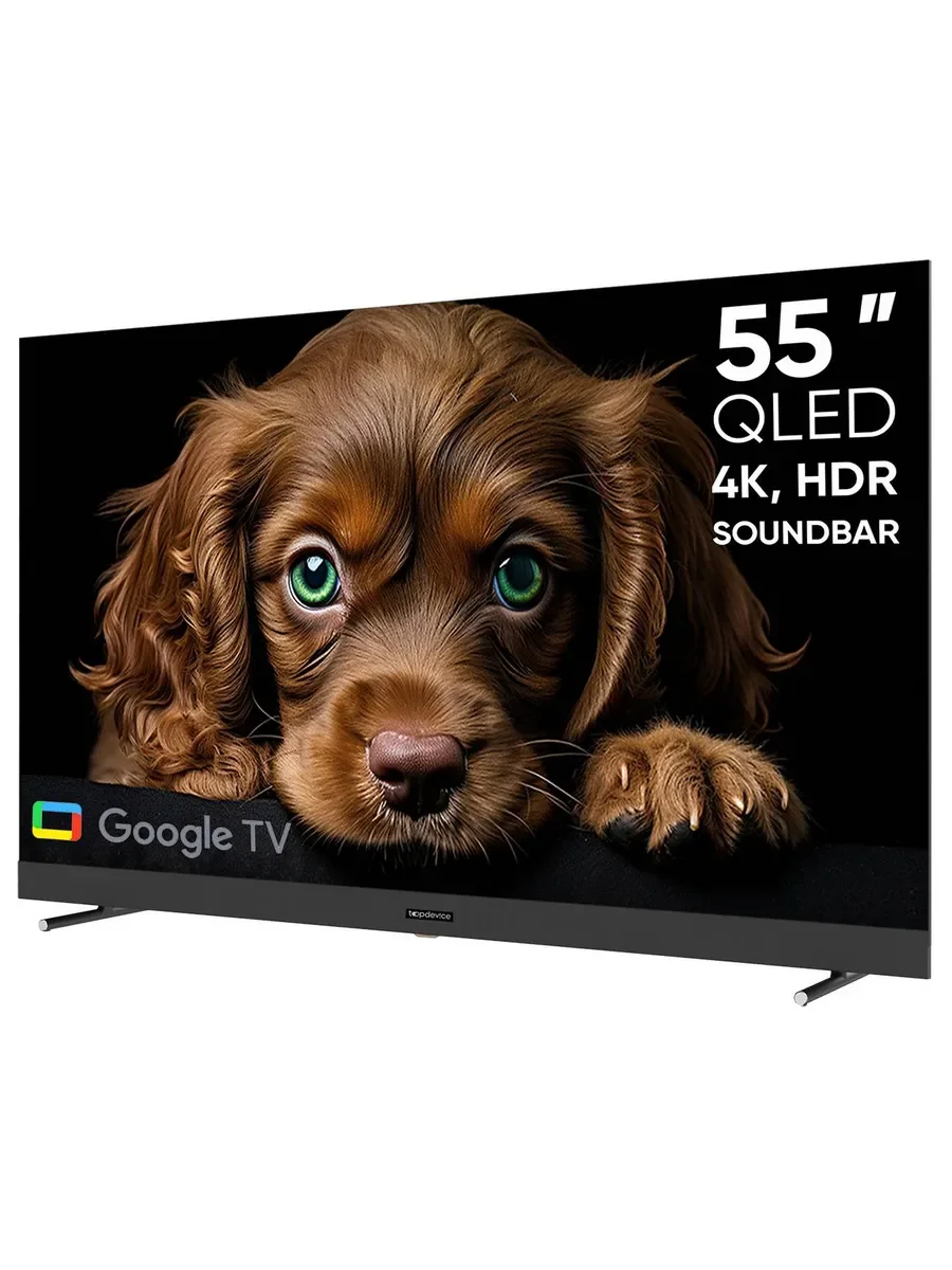 Телевизор Topdevice TV 55 QLED DQ08, c Google TV и саундбаром, 4K UHD (TDTV55DQ08U_BK)