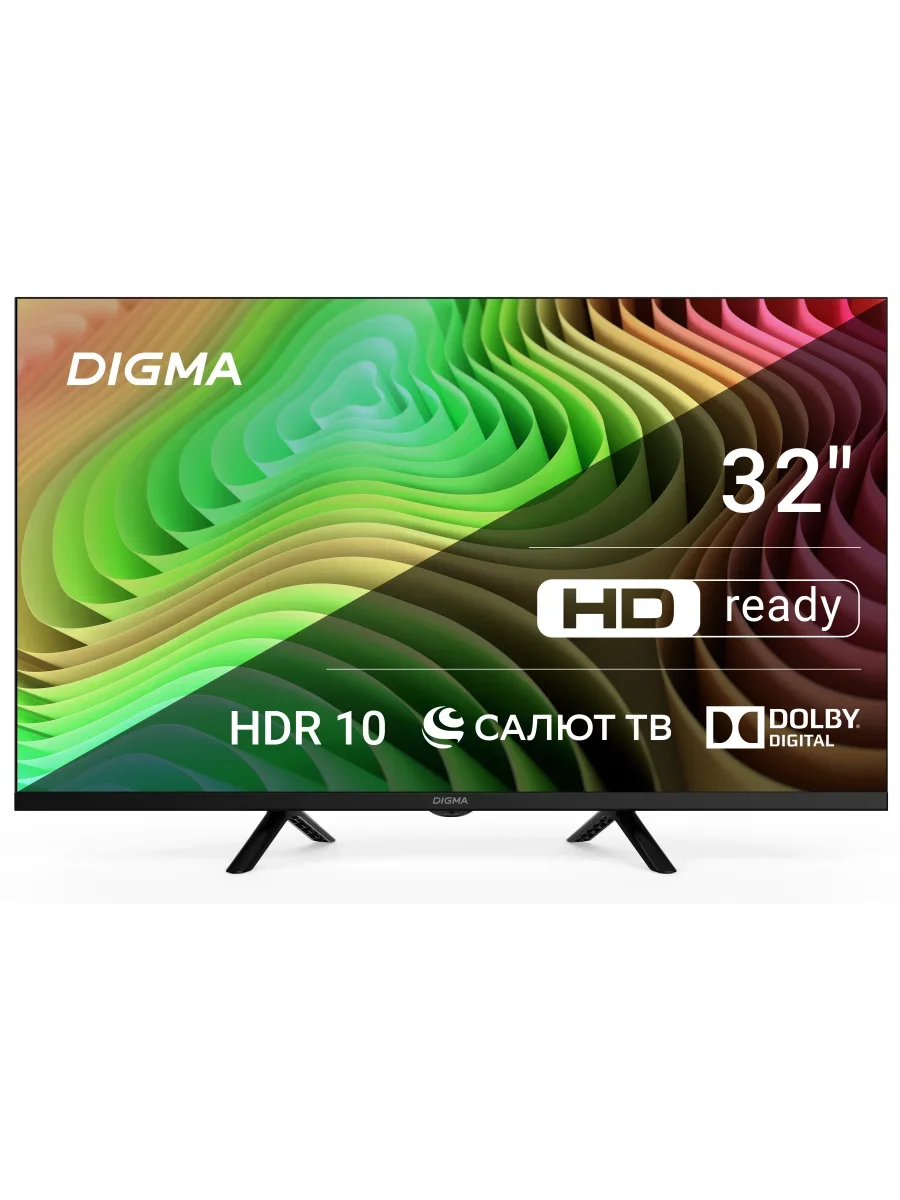Телевизор LED Digma 40" DM-LED40SBB36 Салют ТВ Frameless Metal черный FULL HD 60Hz DVB-T DVB-T2 DVB-C DVB-S DVB-S2 USB WiFi Smart TV