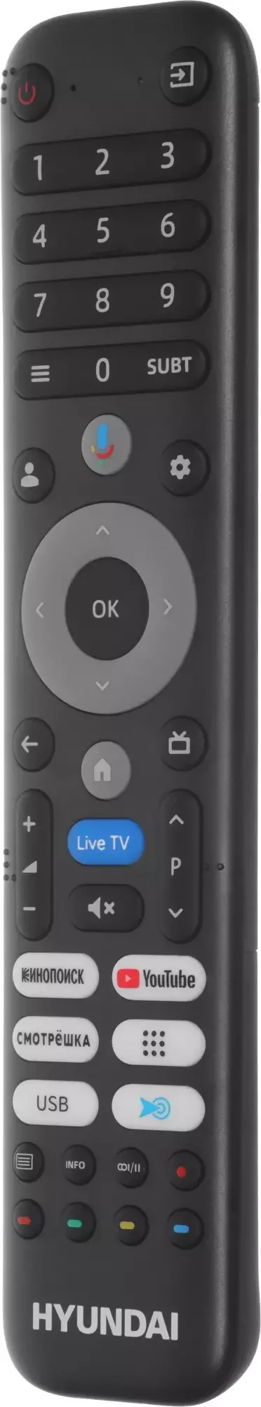 Телевизор LED Hyundai 50" H-LED50BU7011 Google TV Frameless Metal черный/черный 4K Ultra HD 60Hz MEMC DVB-T DVB-T2 DVB-C DVB-S DVB-S2 USB WiFi Smart T