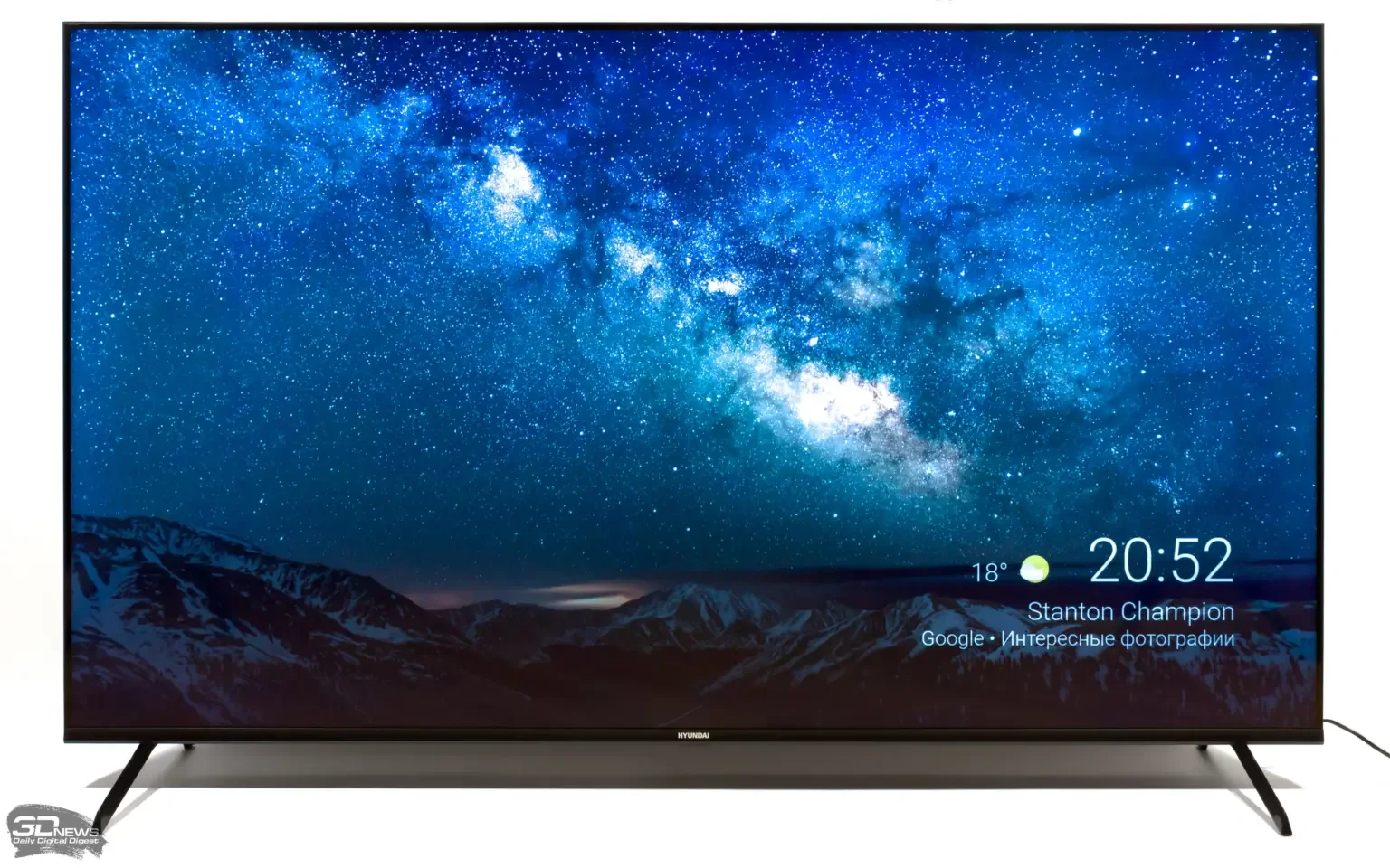 Телевизор LED Hyundai 65" H-LED65BU7009 Android TV Frameless Metal черный/черный 4K Ultra HD 60Hz DVB-T DVB-T2 DVB-C DVB-S DVB-S2 USB WiFi Smart TV