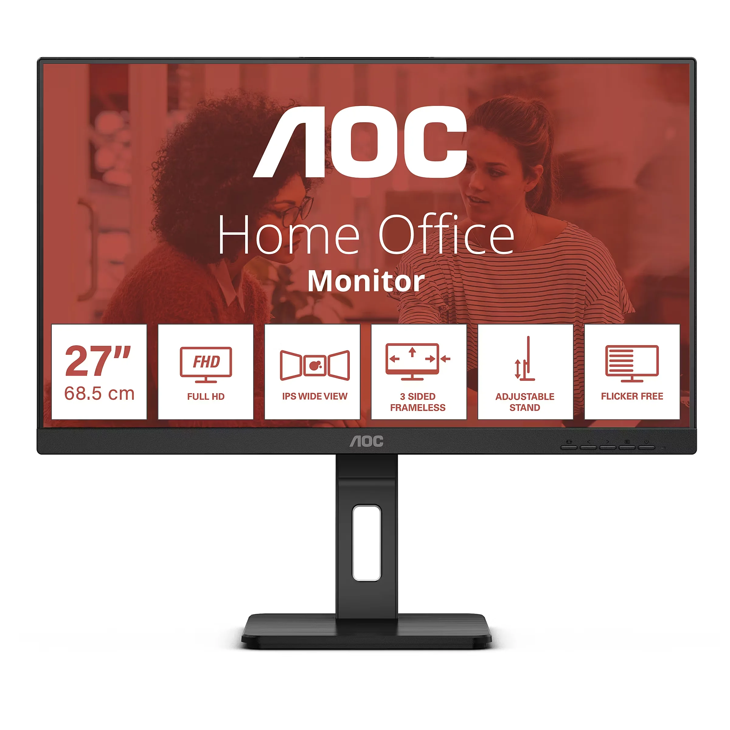 МОНИТОР 27" AOC U27E3UF Black с поворотом экрана (4K, IPS, 3840x2160, 4 ms, 178°/178°, 350 cd/m, 1000:1, +2xHDMI 2.0)