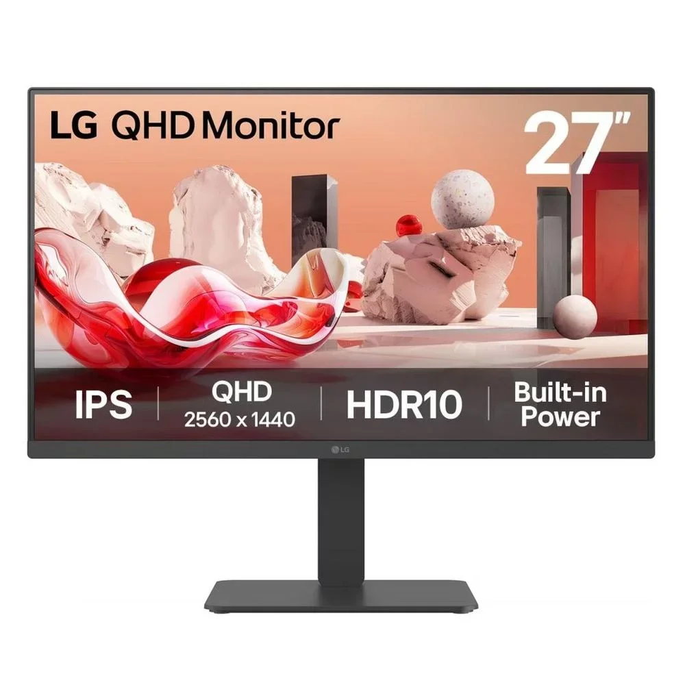 МОНИТОР 27" LG 27BA45QB-B Black с поворотом экрана (IPS, 2560x1440, 75Hz, 5 ms, 178°/178°, 350 cd/m, 1000:1, +2xHDMI2.0)