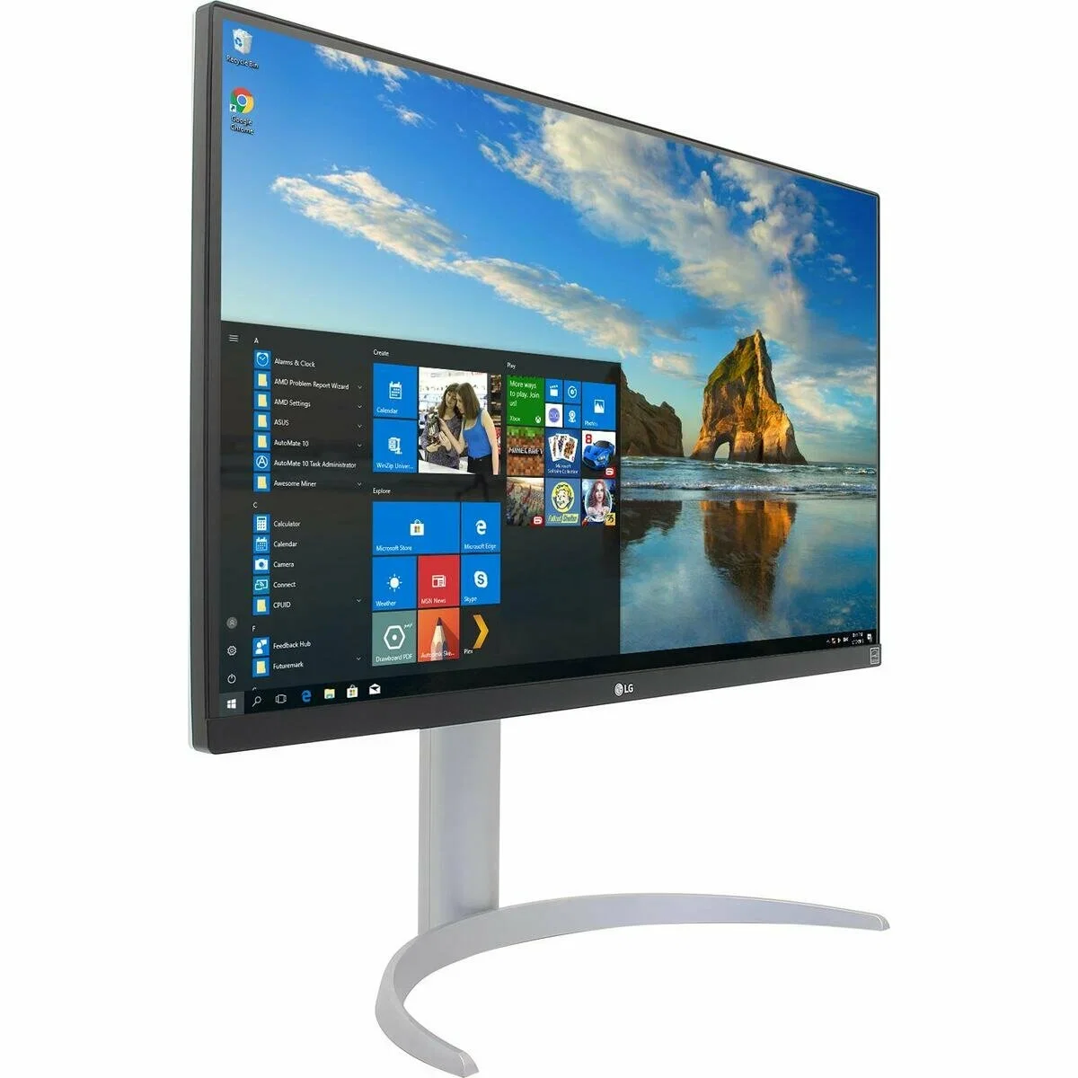 МОНИТОР 27" LG 27UP650-W Silver-White с поворотом экрана (IPS, 3840x2160, 5 ms,60Hz, 178°/178°, 400 cd/m, 1200:1, +2хHDM