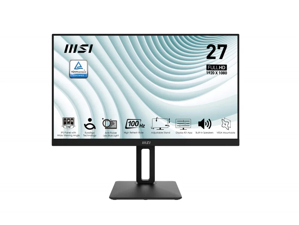 МОНИТОР 27" MSI PRO MP271AP Black с поворотом экрана (IPS, 1920x1080, 100Hz, 4ms, 178°/178°, 300 cd/m², 1000:1, +VGA)