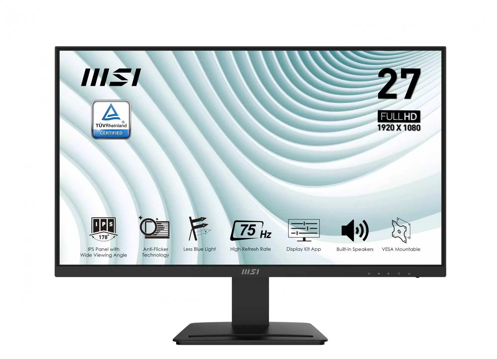 МОНИТОР 27" MSI PRO MP273U Black (IPS, 3840x2160, 60Hz, 4ms, 178°/178°, 300 cd/m², 1000:1, +2x HDMI 2.0, +DP 1.4a, +ММ)