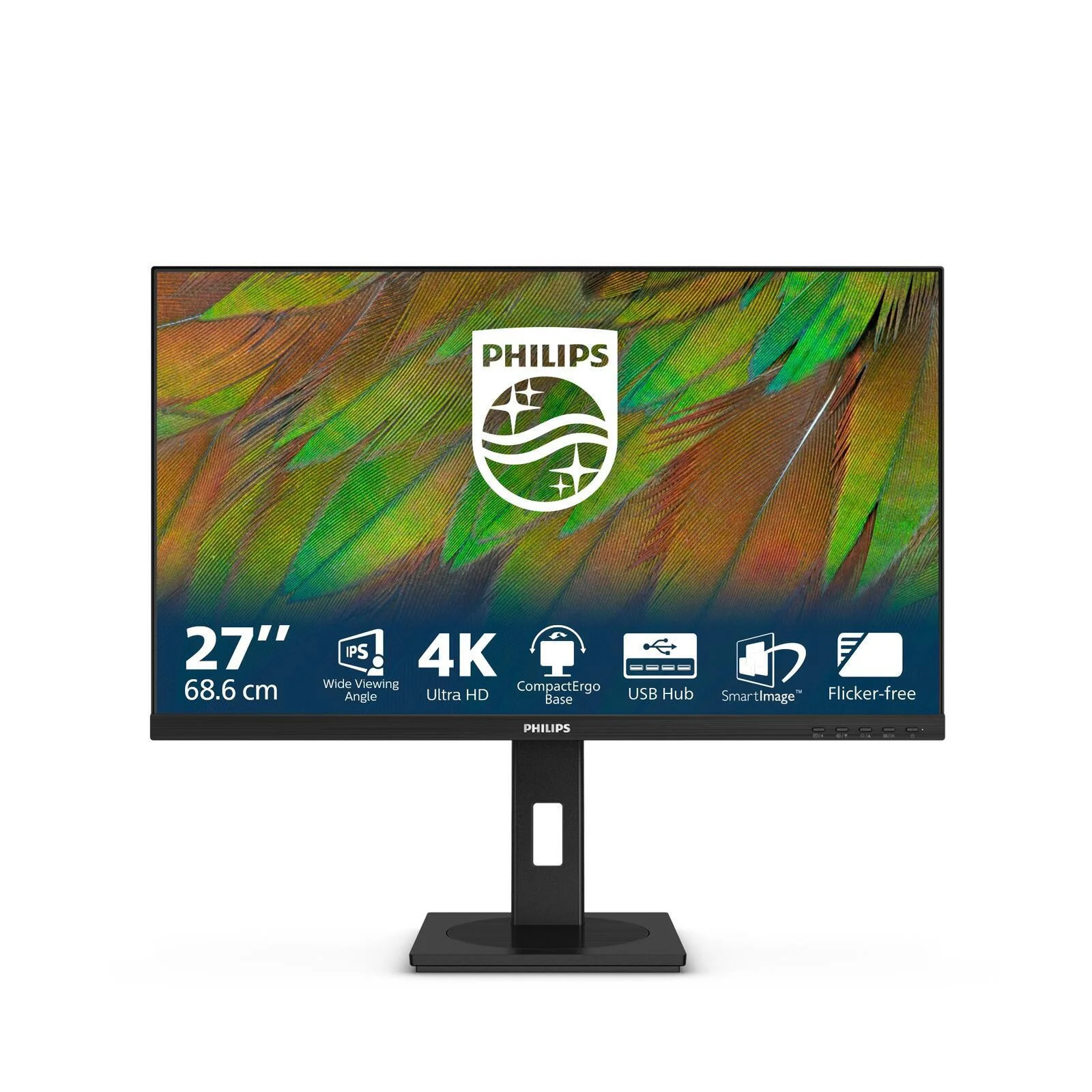 МОНИТОР 27" PHILIPS 27B1N3800/00 Black с поворотом экрана (4K, IPS, 3840x2160, 4 ms, 178°/178°, 350 cd/m, 1000:1,2xHDMI)
