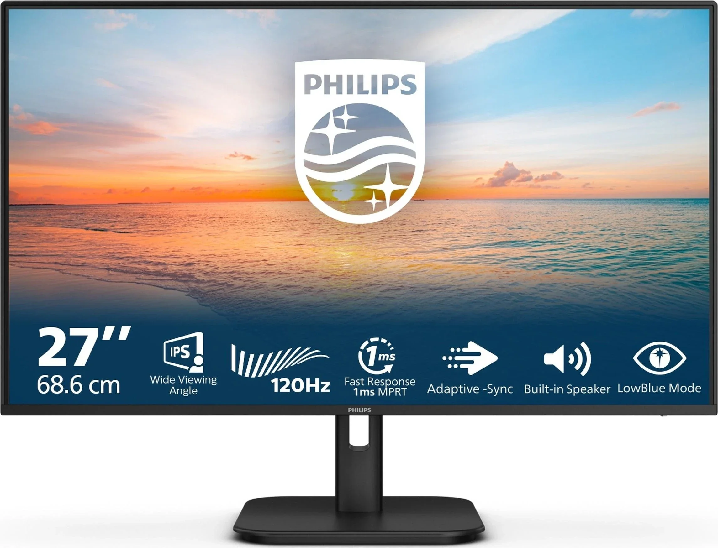 МОНИТОР 27" PHILIPS 27E1N1800A/00 Black (4K, IPS, 3840x2160, 4 ms, 178°/178°, 350 cd/m, 1000:1, +2xHDMI 2.0, +DP,+MM)