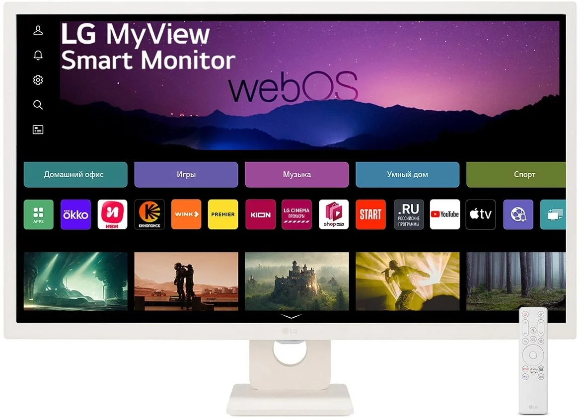 МОНИТОР 32" LG 32SR50F-W WHITE (IPS, 1920x1080, 5 ms, 178°/178°, 250 cd/m, 1200:1, +2xHDMI 2.1, +2xUSB, +MM, +WiFi, +ИT)
