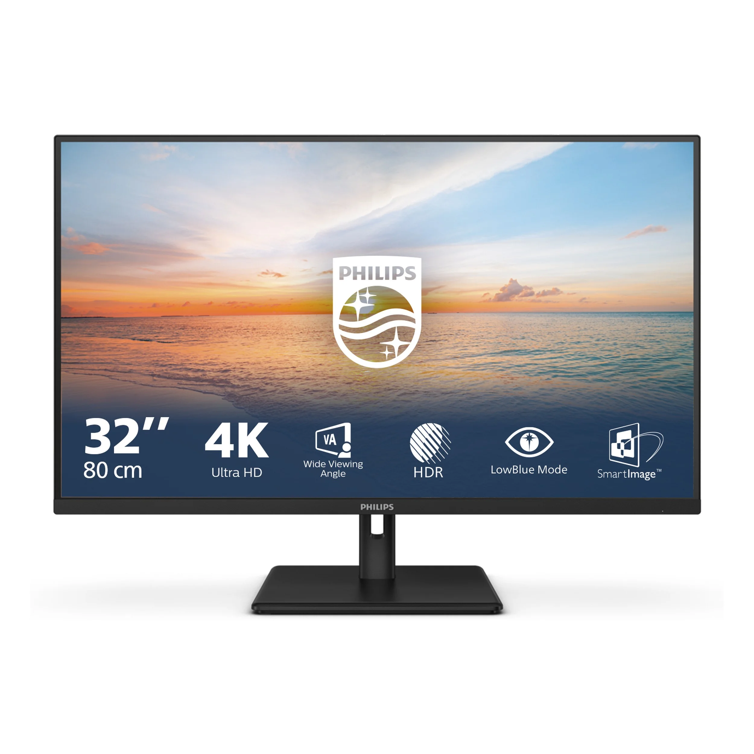 МОНИТОР 32" PHILIPS 32E1N1800LA/00 Black (4K, VA, 3840x2160, 4 ms, 178°/178°, 300 cd/m, 3500:1, +2xHDMI 2.0, +DP)