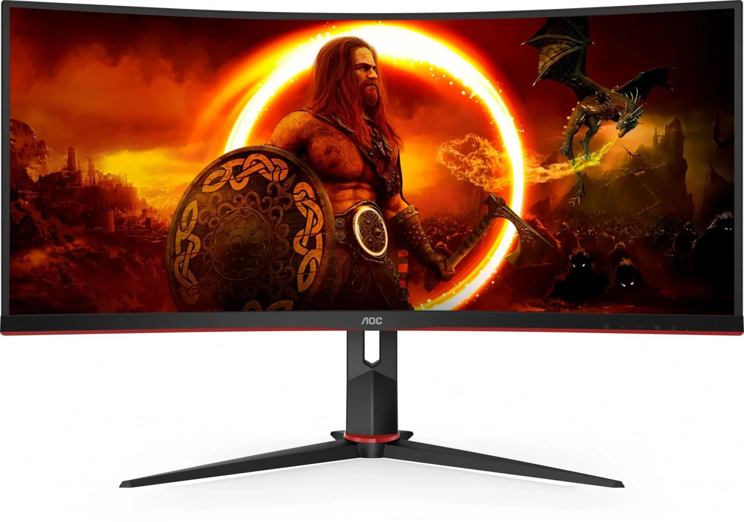 МОНИТОР 34" AOC CU34G2XP Black-Red (VA, изогнутый, 3440x1440, 180Hz, 1 ms, 178°/178°, 430 cd/m, 4000:1,+2xHDMI 2.0,2xDP)