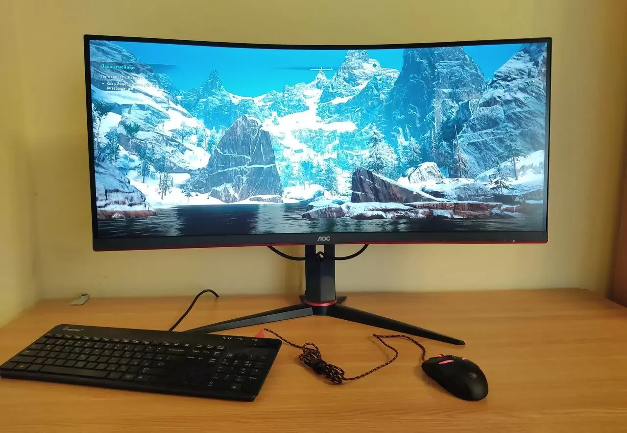 МОНИТОР 34" AOC CU34G2XP Black-Red (VA, изогнутый, 3440x1440, 180Hz, 1 ms, 178°/178°, 430 cd/m, 4000:1,+2xHDMI 2.0,2xDP)