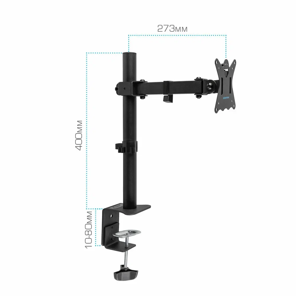 Кронштейн Kromax CASPER-506 черный для мониторов LCD 10"-34", настольный, VESA 75x75/100x100, нагрузка до 10 кг