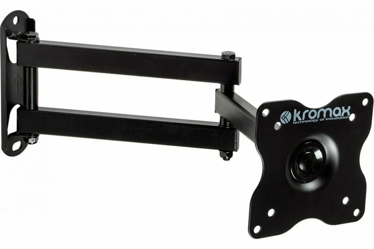 Кронштейн Kromax DIX-15 черный для TV 15"-28", настенный наклонно-поворотный, max VESA 100x100, от стены 48-377мм, накло