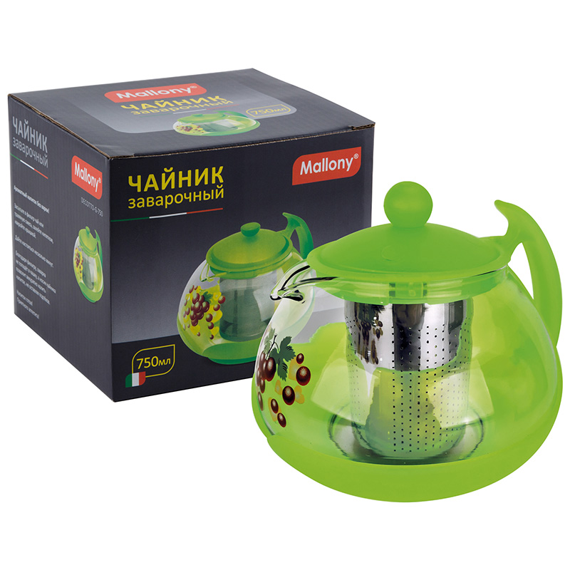 СКР Чайник заварочный DECOTTO-G-750, объем: 0,75 л, с пластик ручкой, фильтр из нерж стали